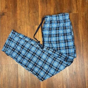 Blue plaid pajama pants